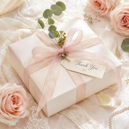 3/4 inch Rose Gold Sheer Organza Ribbon, 50Yds Chiffon Ribbon