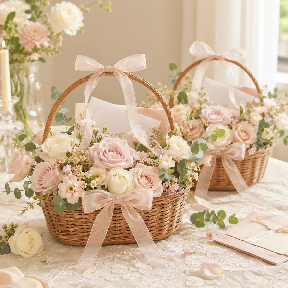 3/4 inch Rose Gold Sheer Organza Ribbon, 50Yds Chiffon Ribbon