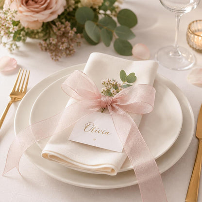 3/4 inch Rose Gold Sheer Organza Ribbon, 50Yds Chiffon Ribbon
