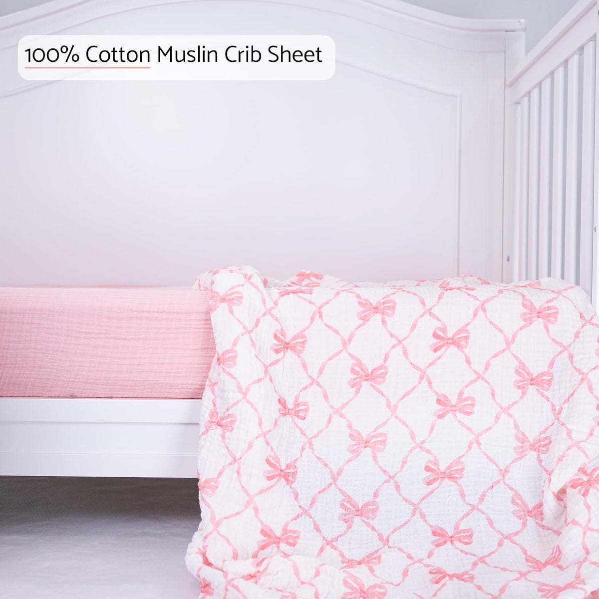 Muslin Cotton Crib Sheet, Fits Standard 52"x28" Mattress