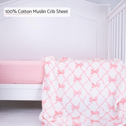 Muslin Cotton Crib Sheet, Fits Standard 52"x28" Mattress