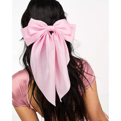 3Pcs Hair Bows for Women Pink Hair Bow Big Hair Bows Clips for Girls Silky Satin Large Hair Ribbons Oversized Long Tail Hair Bows Hair Barrettes Hair Accessories Christmas Gifts