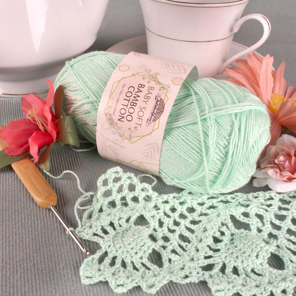 JubileeYarn Baby Soft Bamboo Cotton Yarn - Shades of Pink - 4 Skeins