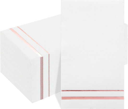 BUCLA 100-Count 3-Ply Rose Gold Napkins - Rose Gold Dinner Napkins Disposable Premium Quality - Paper Napkins Soft, Absorbent for Parties & Weddings