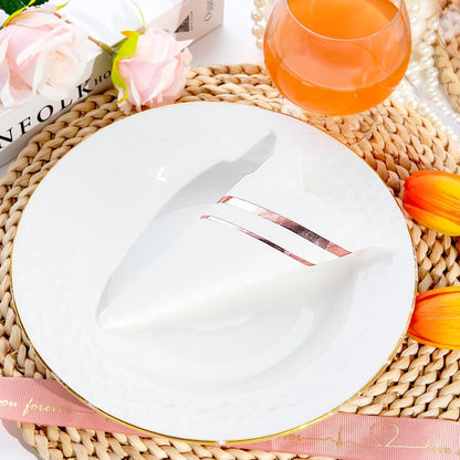 BUCLA 100-Count 3-Ply Rose Gold Napkins - Rose Gold Dinner Napkins Disposable Premium Quality - Paper Napkins Soft, Absorbent for Parties & Weddings