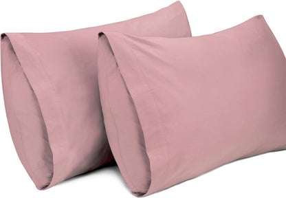 2 Pack Pillow Cases, 100% Cotton Breathable Pillowcases, 20"X 26" Standard Size, Rose Pink