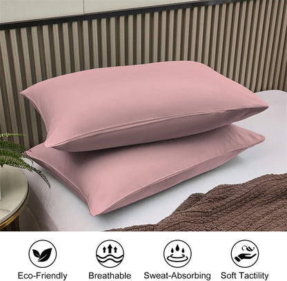 2 Pack Pillow Cases, 100% Cotton Breathable Pillowcases, 20"X 26" Standard Size, Rose Pink