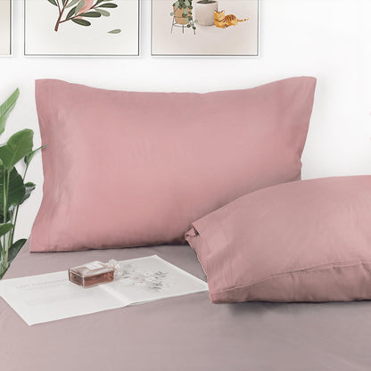 2 Pack Pillow Cases, 100% Cotton Breathable Pillowcases, 20"X 26" Standard Size, Rose Pink