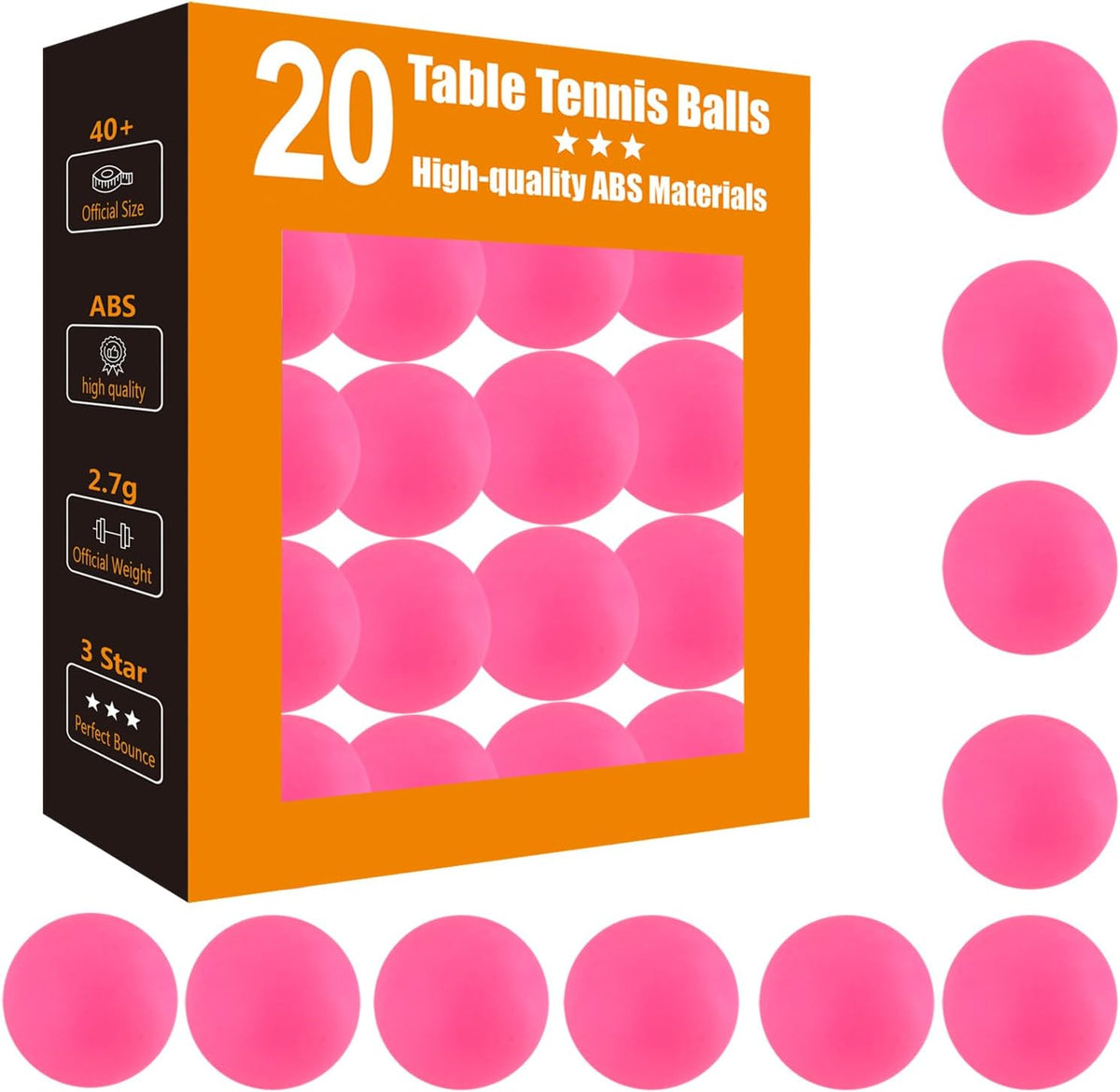 3 Star Ping Pong Balls - High Performance ABS Table Tennis for Training,Game