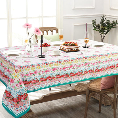 Rectangle Tablecloth - 60 x 84 Inch Pink Pioneer Design Rustic Tablecloth Classic French Country Printed Farmhouse Table Cover for Farmhouse Decoration, Suitable for Home, Kitchen Dining