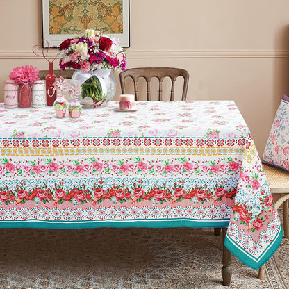 Rectangle Tablecloth - 60 x 84 Inch Pink Pioneer Design Rustic Tablecloth Classic French Country Printed Farmhouse Table Cover for Farmhouse Decoration, Suitable for Home, Kitchen Dining