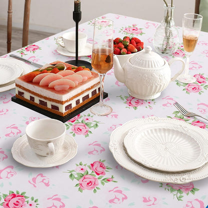 Rectangle Tablecloth - 60 x 84 Inch Pink Pioneer Design Rustic Tablecloth Classic French Country Printed Farmhouse Table Cover for Farmhouse Decoration, Suitable for Home, Kitchen Dining