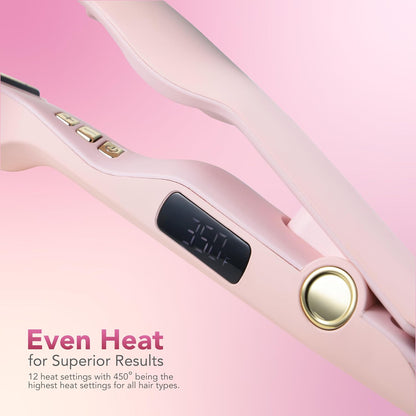 Ceramic Hair Straightener Flat Iron with Adjustable, Pink