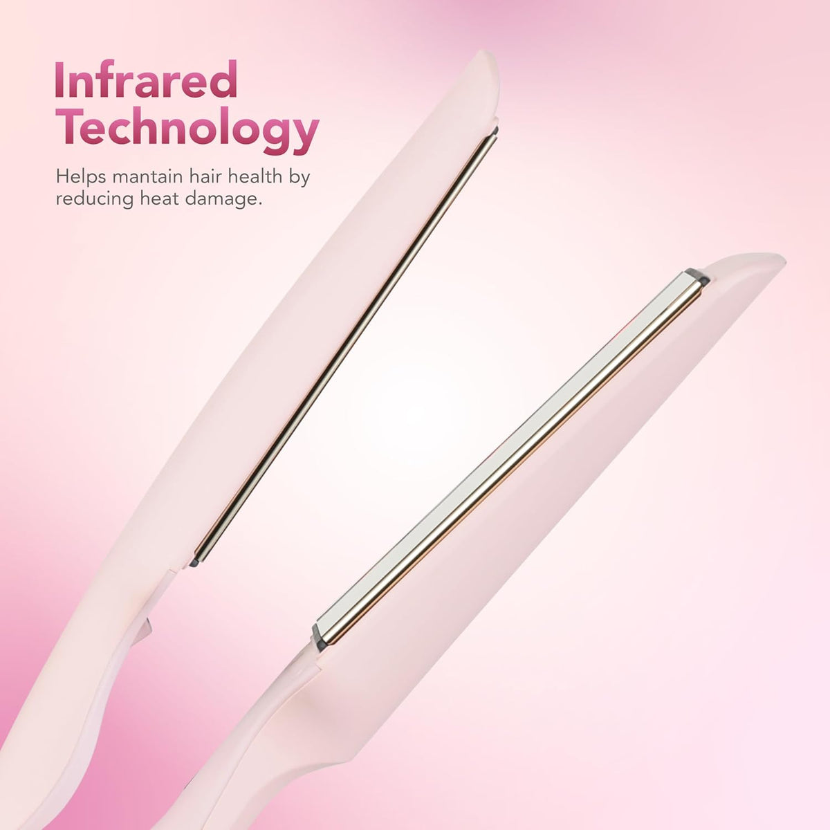 Ceramic Hair Straightener Flat Iron with Adjustable, Pink