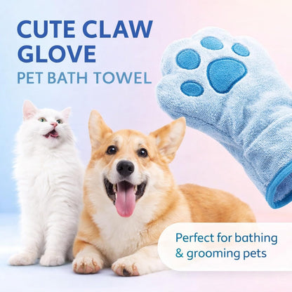 Paw Bathing Towel for Cats, for Pet Paw Cleaning and Drying, Soft Microfiber Quick-Dry Grooming Towel with Hanging Loop, Reusable for Small Dogs and Cats (Pink)
