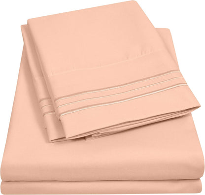 1500 Supreme Collection Queen Sheet Sets Peach - Luxury Hotel Bed Sheets and Pillowcase Set for Queen Mattress - Extra Soft, Elastic Corner Straps, Deep Pocket Sheets, Queen Peach
