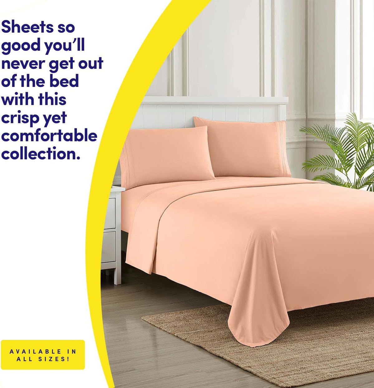 1500 Supreme Collection Queen Sheet Sets Peach - Luxury Hotel Bed Sheets and Pillowcase Set for Queen Mattress - Extra Soft, Elastic Corner Straps, Deep Pocket Sheets, Queen Peach