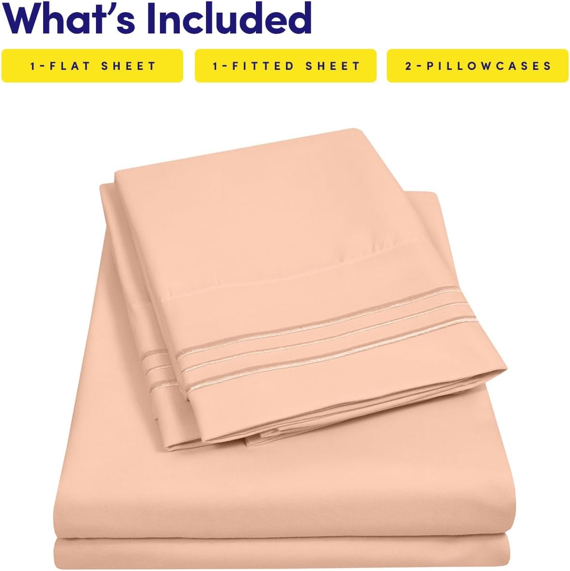 1500 Supreme Collection Queen Sheet Sets Peach - Luxury Hotel Bed Sheets and Pillowcase Set for Queen Mattress - Extra Soft, Elastic Corner Straps, Deep Pocket Sheets, Queen Peach