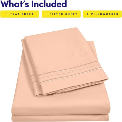 1500 Supreme Collection Queen Sheet Sets Peach - Luxury Hotel Bed Sheets and Pillowcase Set for Queen Mattress - Extra Soft, Elastic Corner Straps, Deep Pocket Sheets, Queen Peach