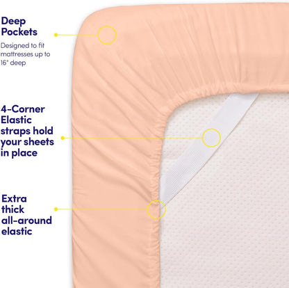 1500 Supreme Collection Queen Sheet Sets Peach - Luxury Hotel Bed Sheets and Pillowcase Set for Queen Mattress - Extra Soft, Elastic Corner Straps, Deep Pocket Sheets, Queen Peach