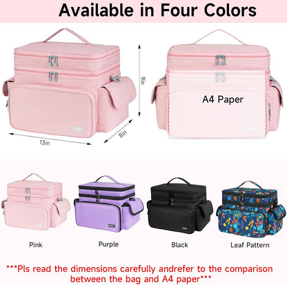 Large Sewing Supplies Organizer Storage Bag,Double-Layer Protable Travel Sewing Basket for Sew Accessories & Tools,Pink(Bag Only)