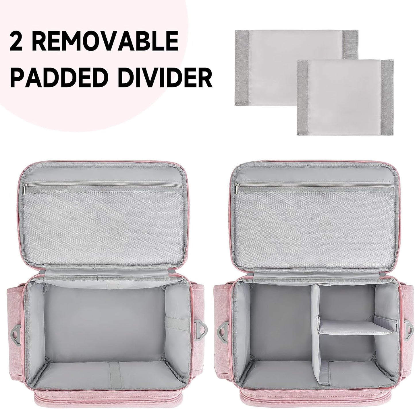Large Sewing Supplies Organizer Storage Bag,Double-Layer Protable Travel Sewing Basket for Sew Accessories & Tools,Pink(Bag Only)