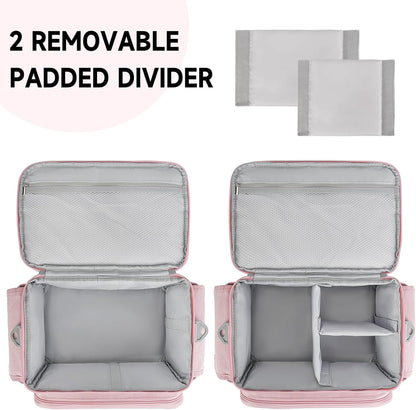 Large Sewing Supplies Organizer Storage Bag,Double-Layer Protable Travel Sewing Basket for Sew Accessories & Tools,Pink(Bag Only)