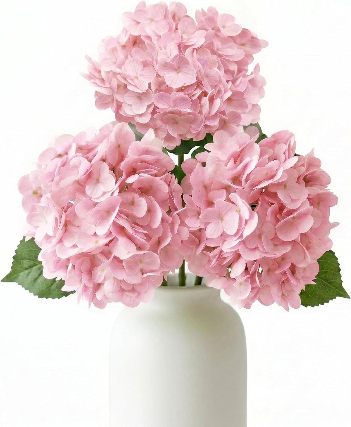 3 Pcs Real Touch Light Pink Hydrangea Artificial Flowers - Large 3D Waterproof Latex Blush Pink Faux Fake Hydrangeas with Stem for Outdoor, Wedding, Table Centerpieces, Home Kitchen Decor