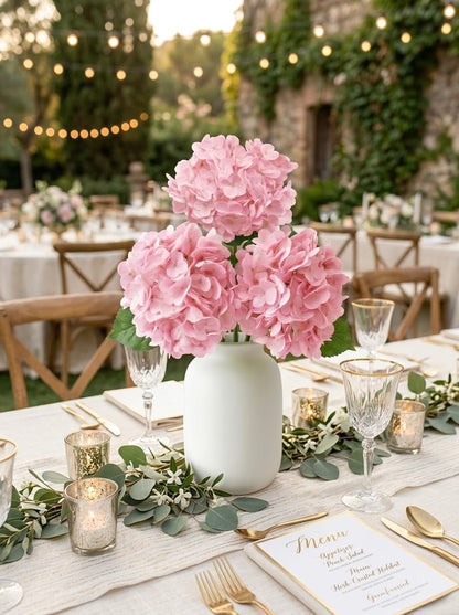 3 Pcs Real Touch Light Pink Hydrangea Artificial Flowers - Large 3D Waterproof Latex Blush Pink Faux Fake Hydrangeas with Stem for Outdoor, Wedding, Table Centerpieces, Home Kitchen Decor