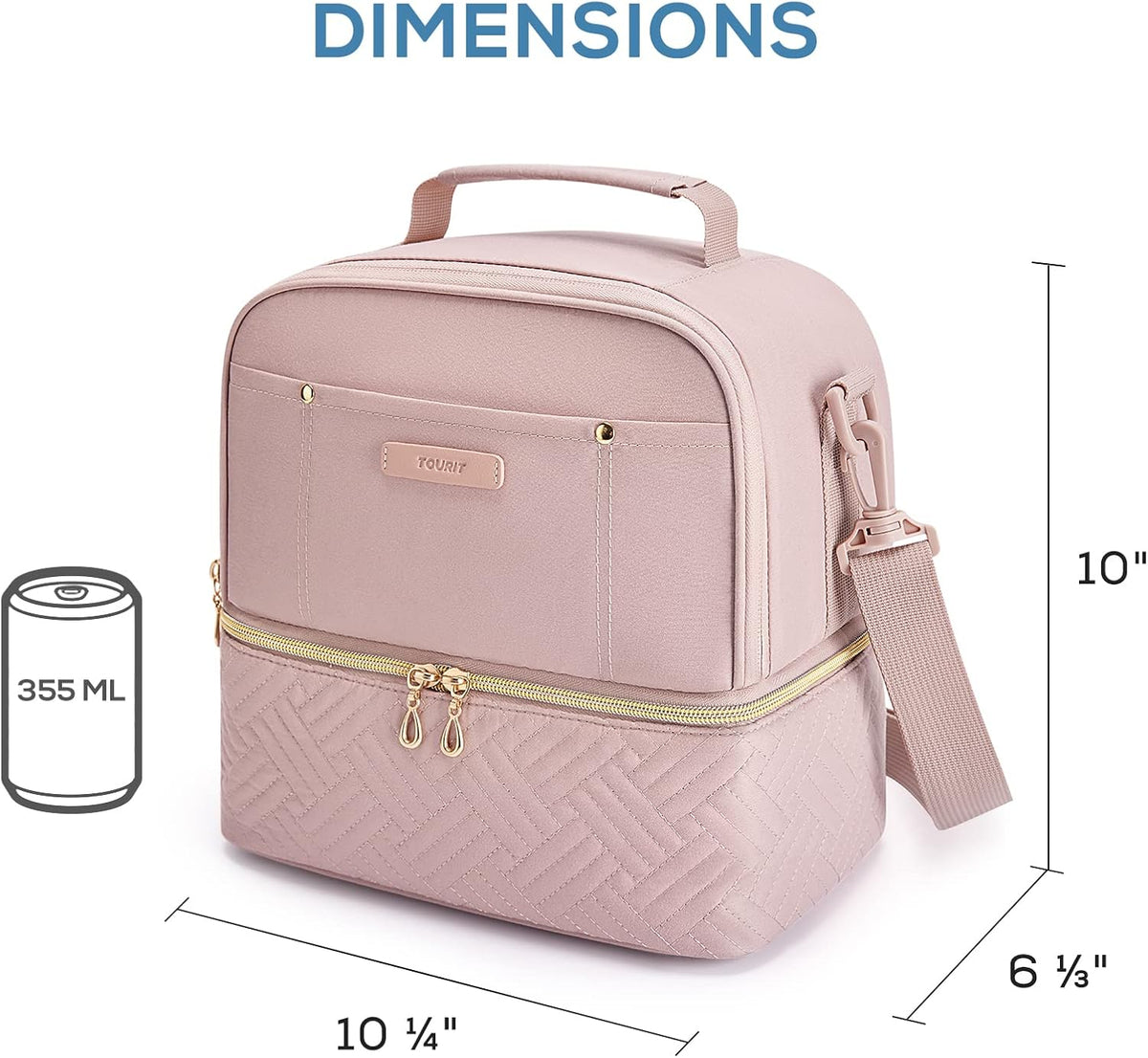 Lunch Bag Women Double Deck Lunch Box Insulated Lunch Cooler for Women Men Work, Pink