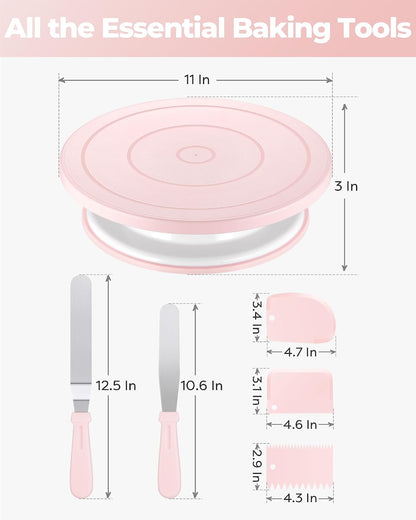Cake Decorating Kit with Turntable Baking Supplies for Beginner Pros