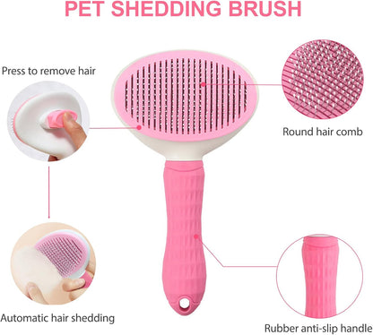 6PCS Pink Dog Washing Kit with Brush, Scrubber, Gloves, Towel & Bag