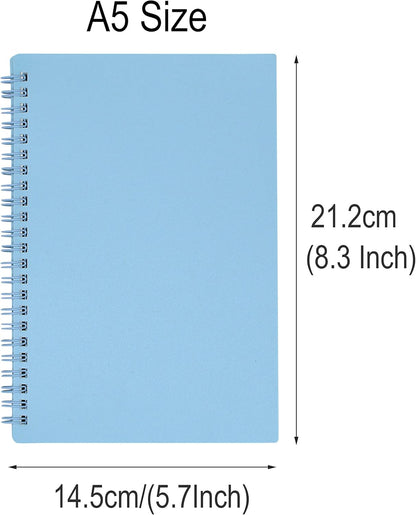 Spiral Notebook, 4 Pcs A5 Thick Plastic Hardcover 8mm Ruled Pink 80 Sheets -160 Pages Journals for Study and Notes (Ruled-4pcs Light Pink, A5)