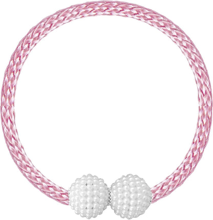 2 Curtain Tiebacks Holdbacks Magnetic Buckle Woven Tie Hold Back Clips Rope Holder Tieback Holdback Curtains Decoration Pearl Pink