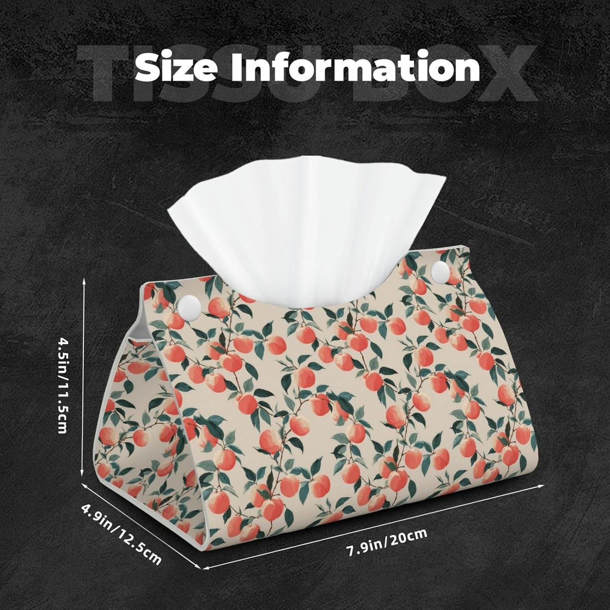 Fruits Peach (3) Print Tissue Box Cover,Rectangular Pu Leather Tissue Holder for Bathroom Living Room Office