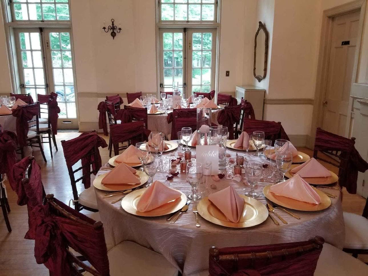 120 Inch Round Crinkle Taffeta Tablecloth - Blush, Crushed Shiny Dining Table Cloth for Wedding Party Birthday Baby Bridal Shower
