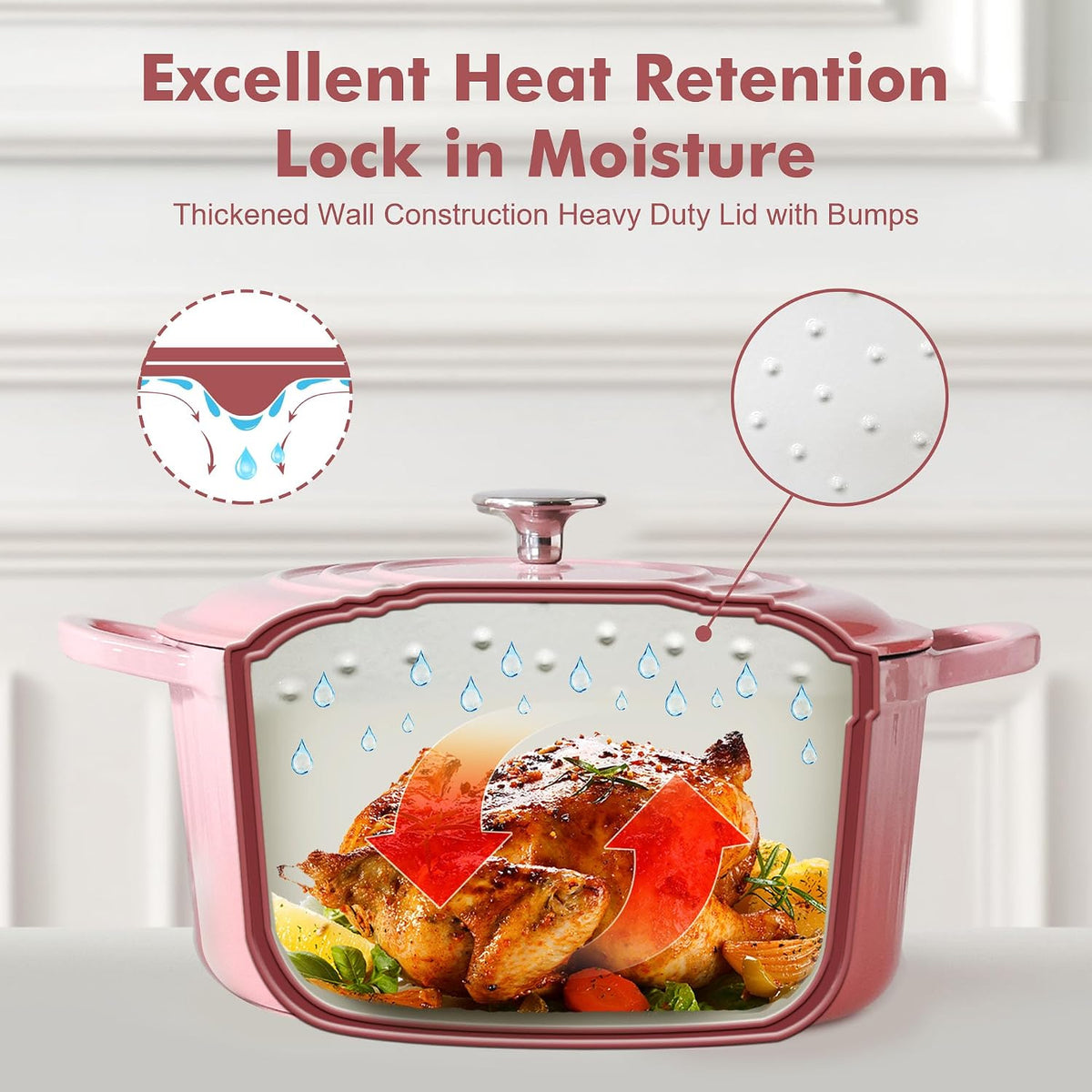 5.5QT Enameled Cast Iron Dutch Oven Pot with Lid&Cotton Potholders