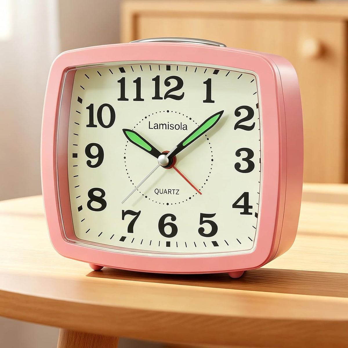 Lamisola Analog Travel for Bedroom, Small Desk Clock, Pink