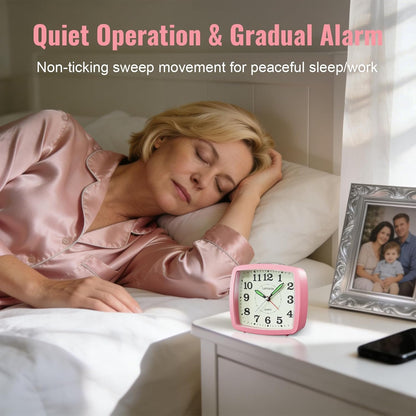 Lamisola Analog Travel for Bedroom, Small Desk Clock, Pink