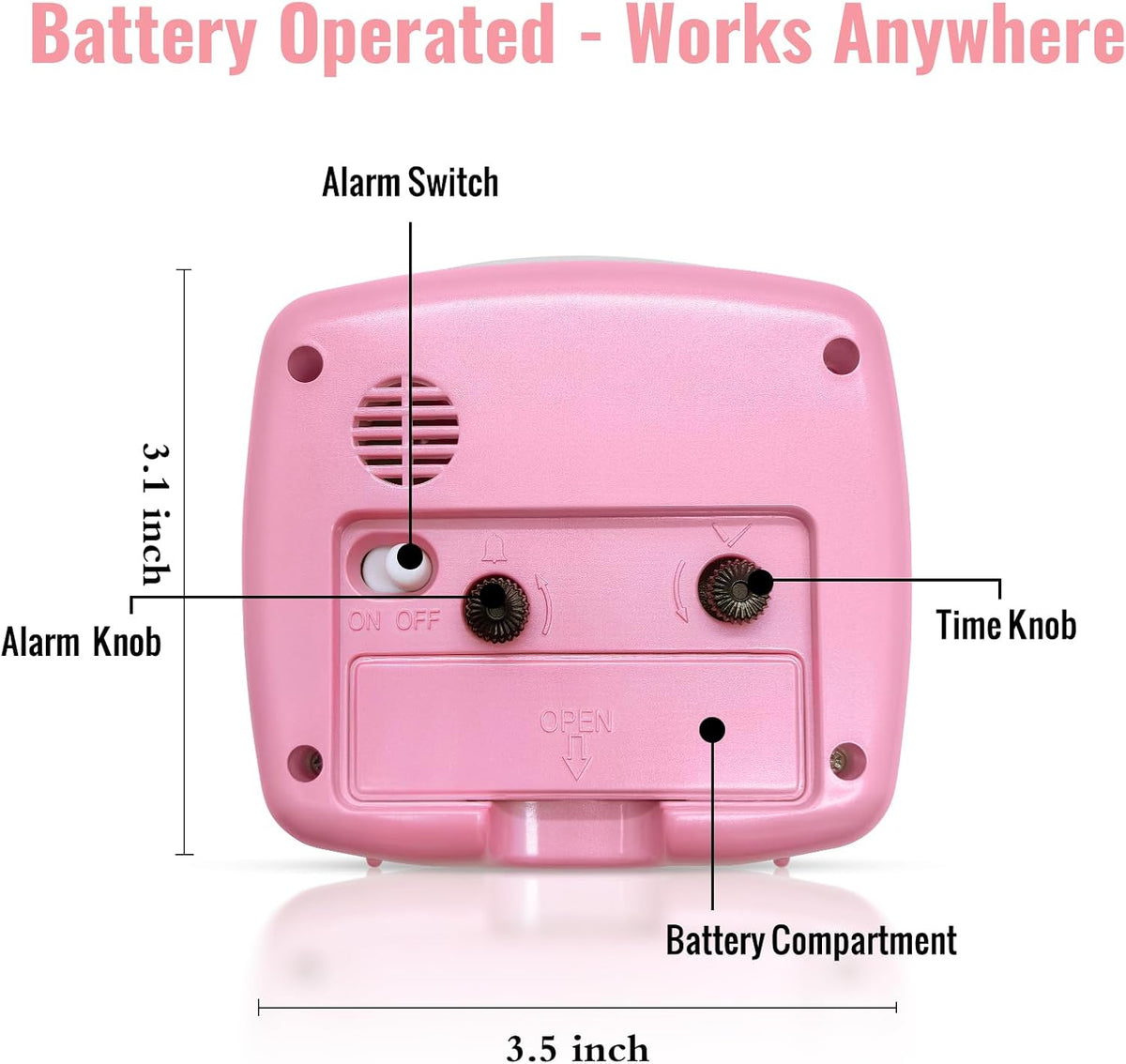Lamisola Analog Travel for Bedroom, Small Desk Clock, Pink