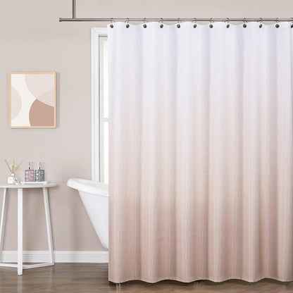 Pink Waffle Shower Curtain Ombre Decorative Water Resistant No Hook Shower Curtain for Bathroom Hotel Spa with Grommet Machine Washable,Gradient White to Blush 70" Wx72 L
