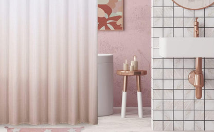 Pink Waffle Shower Curtain Ombre Decorative Water Resistant No Hook Shower Curtain for Bathroom Hotel Spa with Grommet Machine Washable,Gradient White to Blush 70" Wx72 L