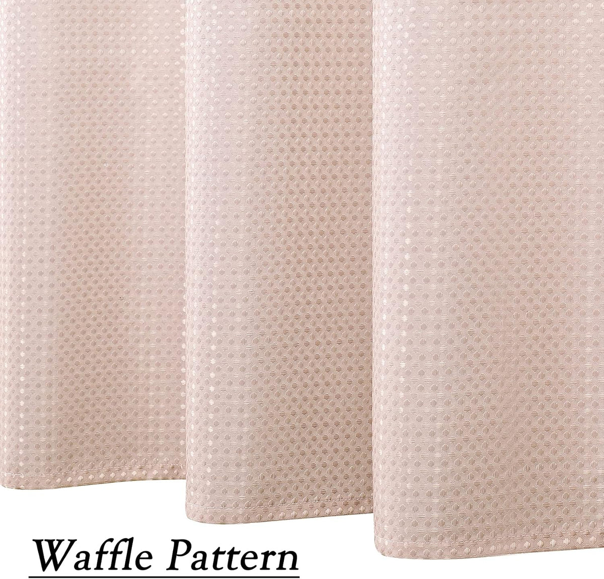 Pink Waffle Shower Curtain Ombre Decorative Water Resistant No Hook Shower Curtain for Bathroom Hotel Spa with Grommet Machine Washable,Gradient White to Blush 70" Wx72 L