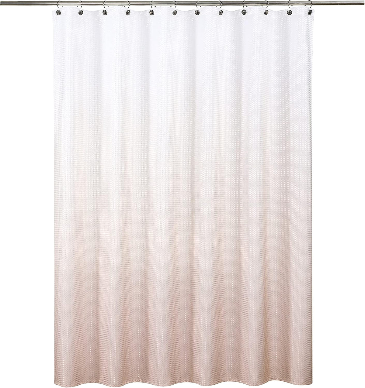Pink Waffle Shower Curtain Ombre Decorative Water Resistant No Hook Shower Curtain for Bathroom Hotel Spa with Grommet Machine Washable,Gradient White to Blush 70" Wx72 L