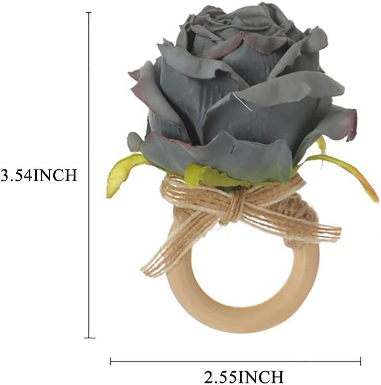 Flower Napkin Rings - Floral Napkin Holders Champagne Rose Pink Handicraft Wedding Table Decoration for Banquet Birthday Party Dining Room, Dinner Parties, Luncheons