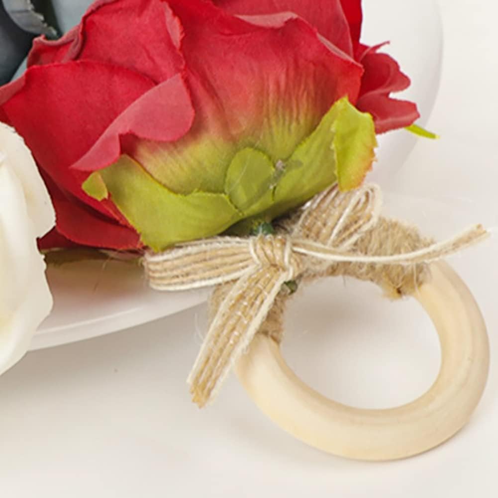 Flower Napkin Rings - Floral Napkin Holders Champagne Rose Pink Handicraft Wedding Table Decoration for Banquet Birthday Party Dining Room, Dinner Parties, Luncheons