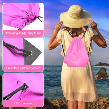 40Pcs Pink Drawstring Backpack Bags Bulk