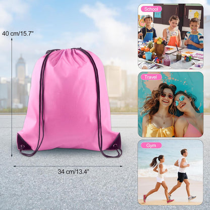 40Pcs Pink Drawstring Backpack Bags Bulk