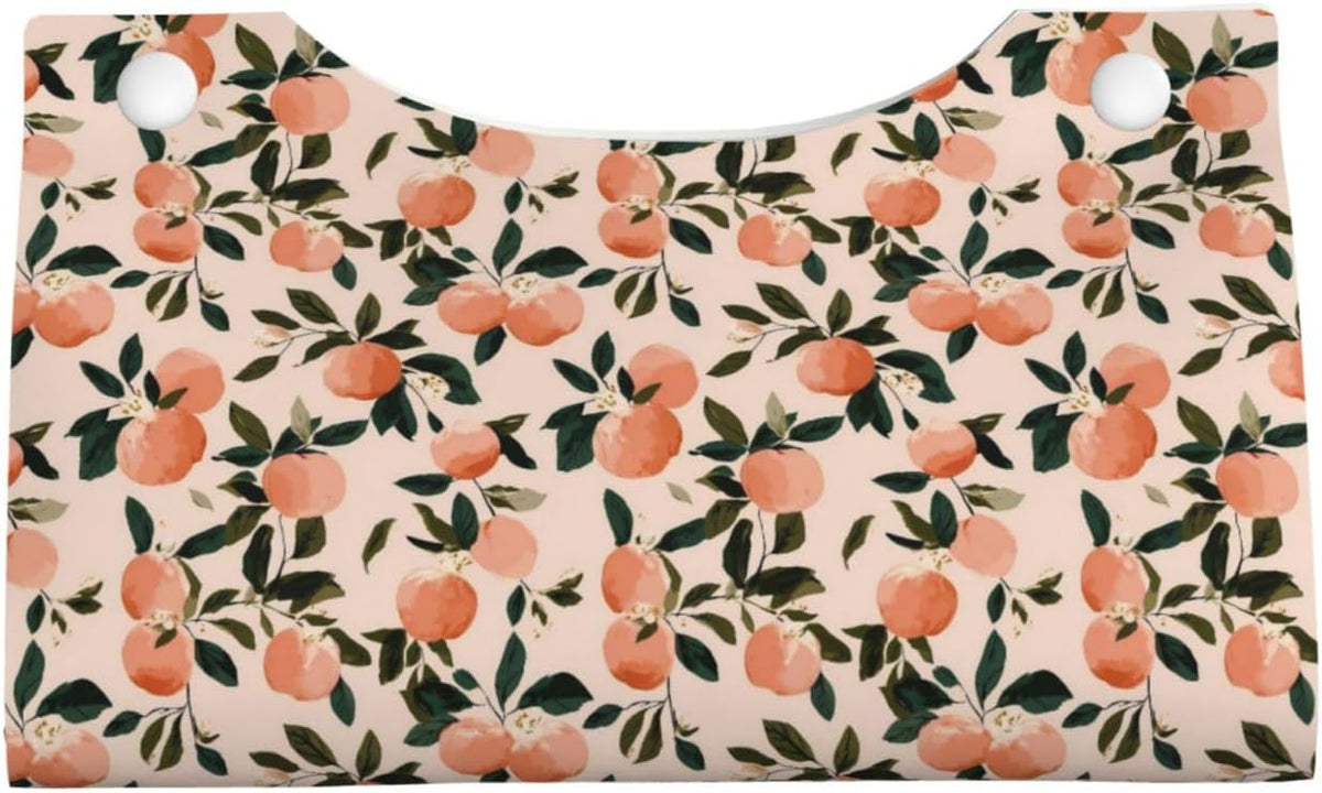 Fruits Peach (2) Print Tissue Box Cover,Rectangular Pu Leather Tissue Holder for Bathroom Living Room Office