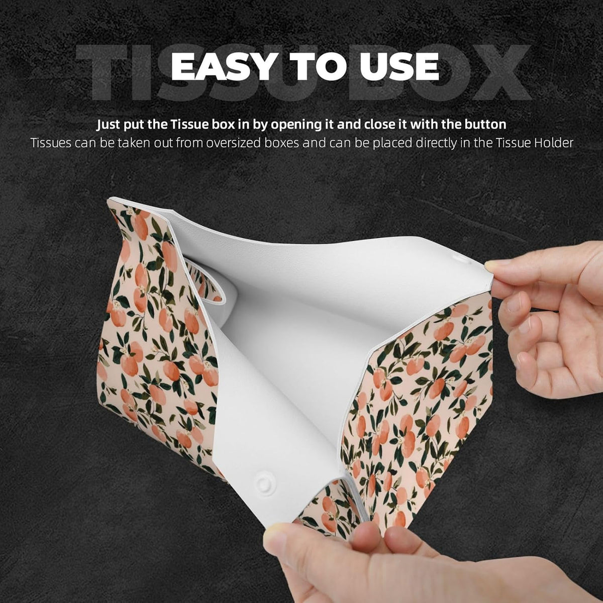 Fruits Peach (2) Print Tissue Box Cover,Rectangular Pu Leather Tissue Holder for Bathroom Living Room Office